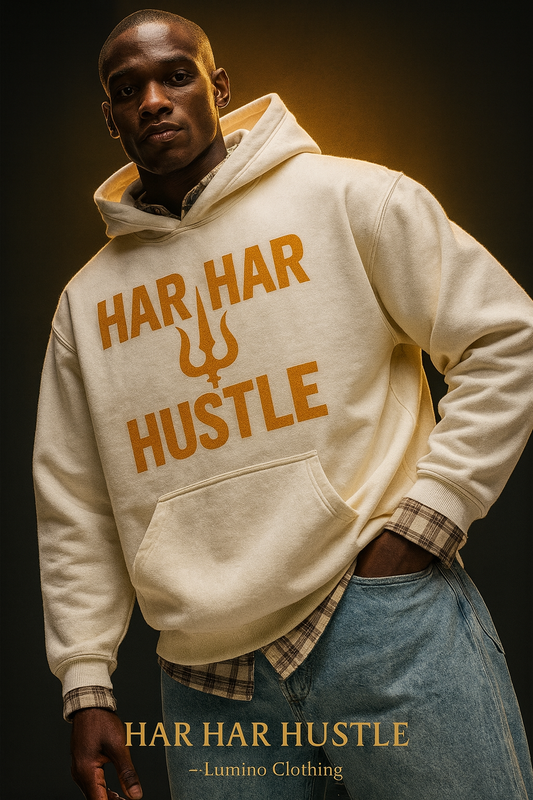 Har Har Hustle Hoodie – 300 GSM Heavy Cotton | Indian Streetwear | Lumino Clothing