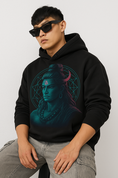 Shiva Portrait Hoodie – Premium 300 GSM Cotton Streetwear | Lumino Clothing India